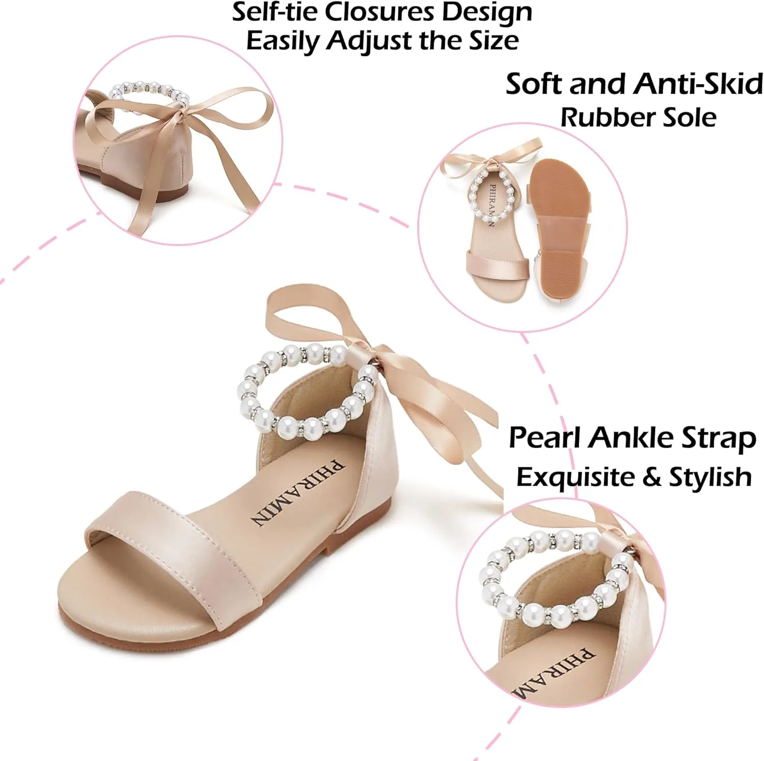 Toddler Girl Sandals - Flower Girl Summer Dress Shoes Open Toe Little Kid Wedding Party