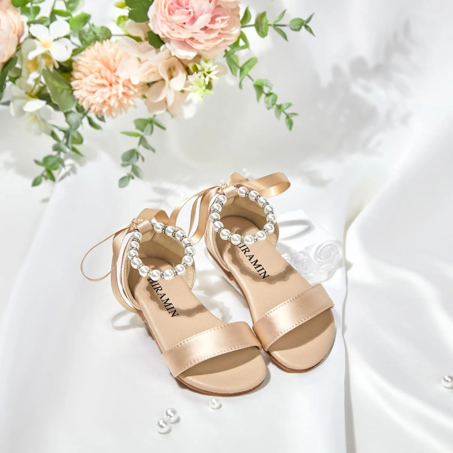 Toddler Girl Sandals - Flower Girl Summer Dress Shoes Open Toe Little Kid Wedding Party