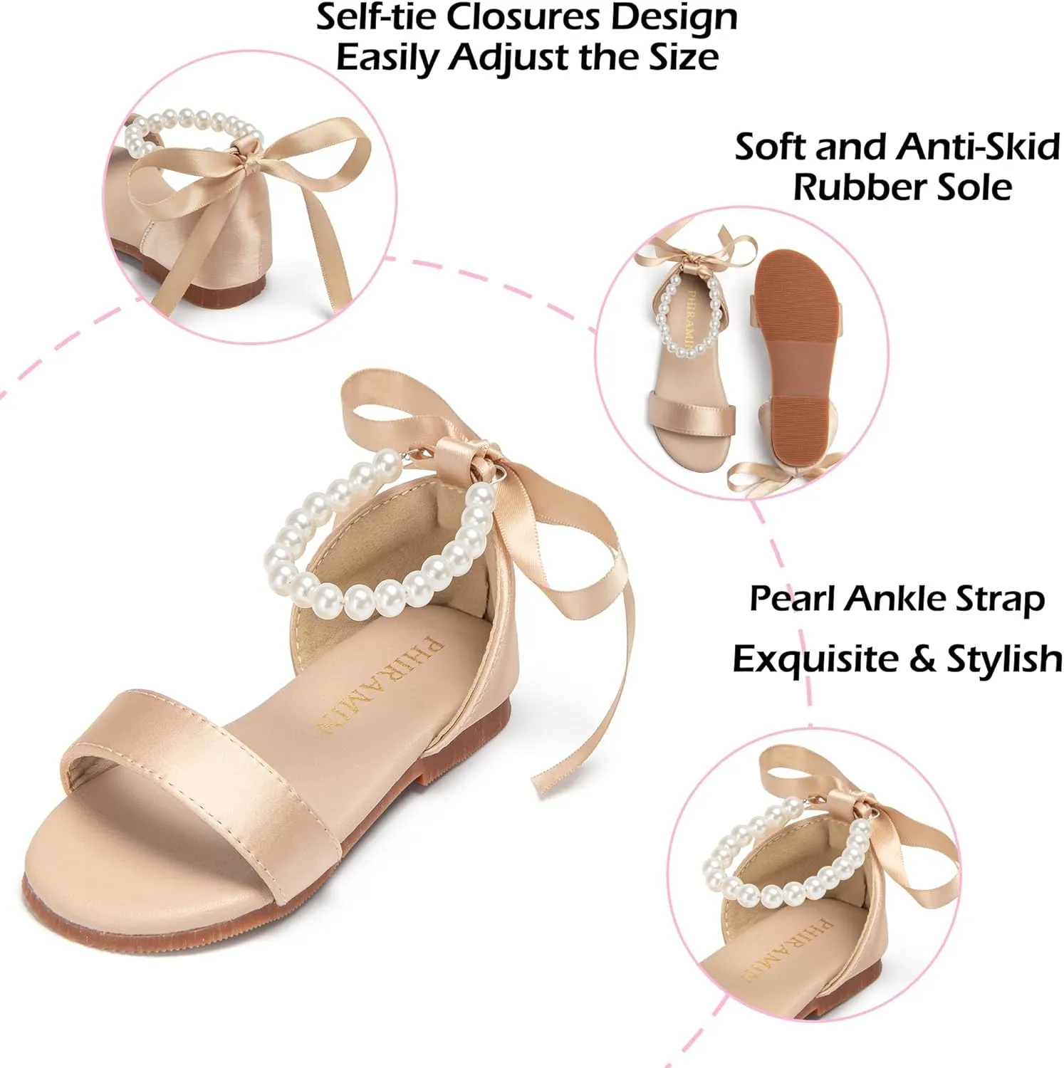 Toddler Girl Sandals - Flower Girl Summer Dress Shoes Open Toe Little Kid Wedding Party