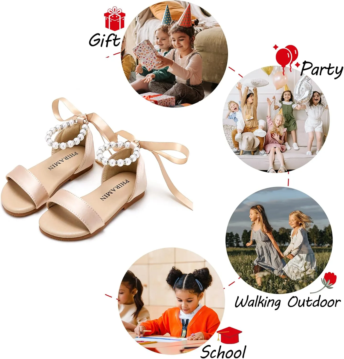 Toddler Girl Sandals - Flower Girl Summer Dress Shoes Open Toe Little Kid Wedding Party