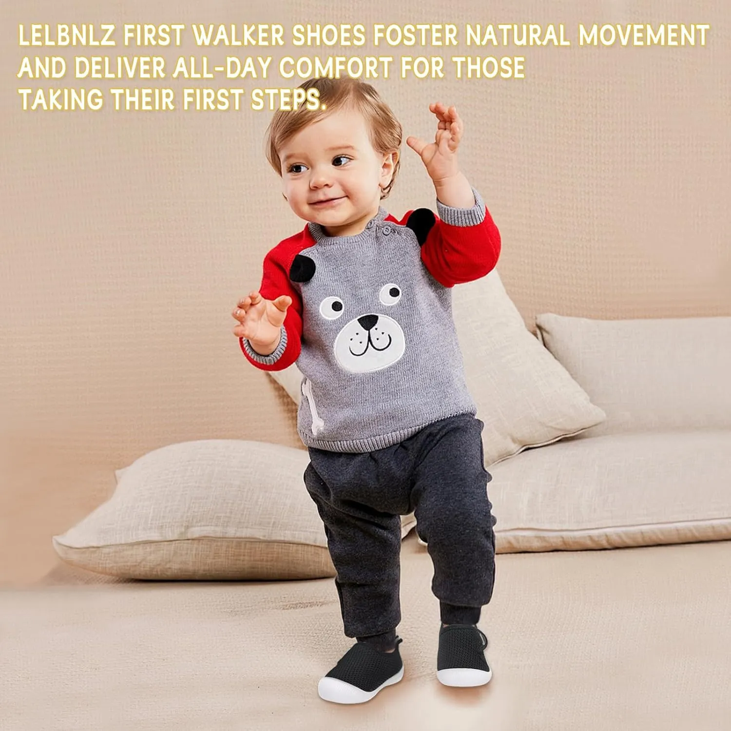 Toddler Shoes,Non-Slip Toddler Sneakers, Lightweight Baby Walking Shoes,Baby First Steps Shoes,Baby Girl Shoes, Baby Boy Shoes, Soft Sole Learning to Walk Shoes,Hook&Loop Baby Shoes 6 9 12 24 Months