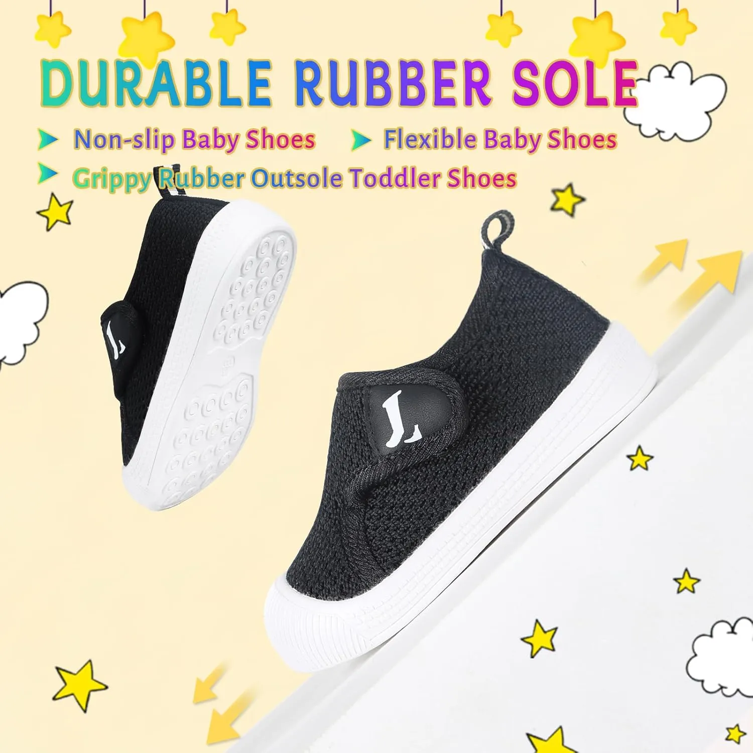 Toddler Shoes,Non-Slip Toddler Sneakers, Lightweight Baby Walking Shoes,Baby First Steps Shoes,Baby Girl Shoes, Baby Boy Shoes, Soft Sole Learning to Walk Shoes,Hook&Loop Baby Shoes 6 9 12 24 Months