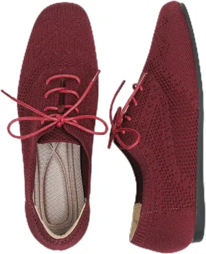 Tokouk Women's Spring Knitted Sneaker Flats with Adjustable Laces, Comfortable Elastic Work Nurse Flats