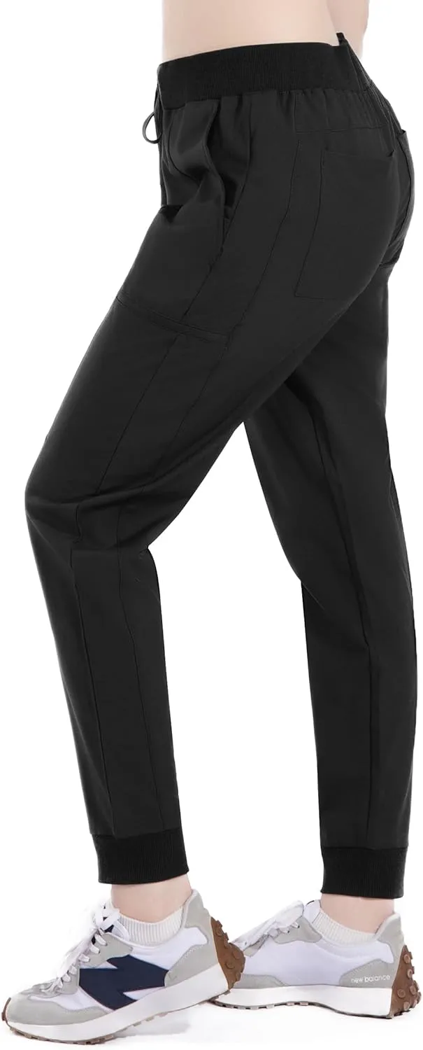 Ubon Joggers Pants for Women Lightweight Waterproof Women's Cargo Hiking Pants Lounge Workout Scrub Pants with 6 Pockets