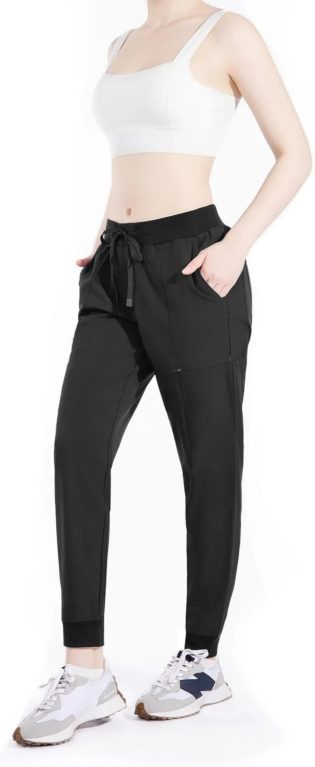 Ubon Joggers Pants for Women Lightweight Waterproof Women's Cargo Hiking Pants Lounge Workout Scrub Pants with 6 Pockets
