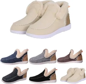 Unisex Plush Lined Flats Winter Anti-Slip Plush Slippers Orthopedic Arch Support Outdoor Walking Shoes Slip-On Women's Sports Shoes