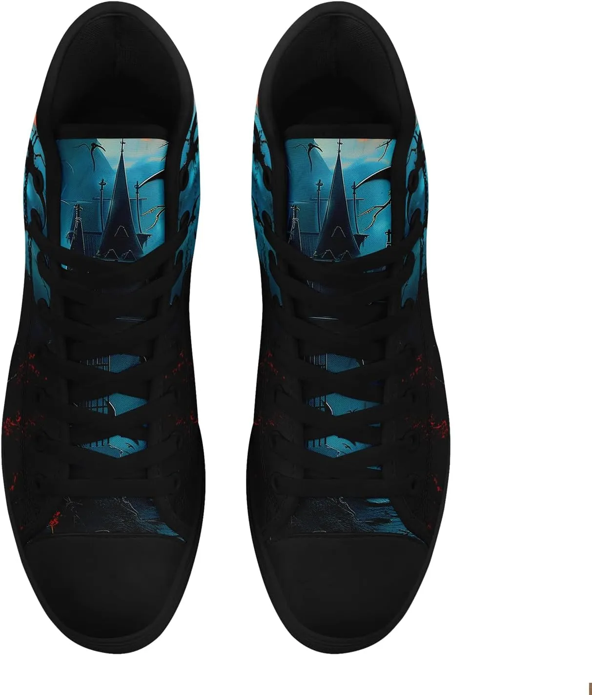 Unisex Skull High Tops for Women Cool Design Black Canvas Shoes Classic Lace Up Fashion Sneakers Streetwear