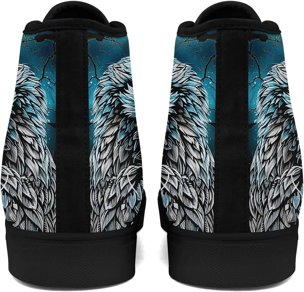 Unisex Skull High Tops for Women Cool Design Black Canvas Shoes Classic Lace Up Fashion Sneakers Streetwear