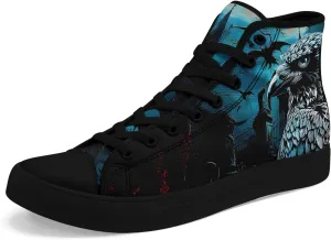 Unisex Skull High Tops for Women Cool Design Black Canvas Shoes Classic Lace Up Fashion Sneakers Streetwear