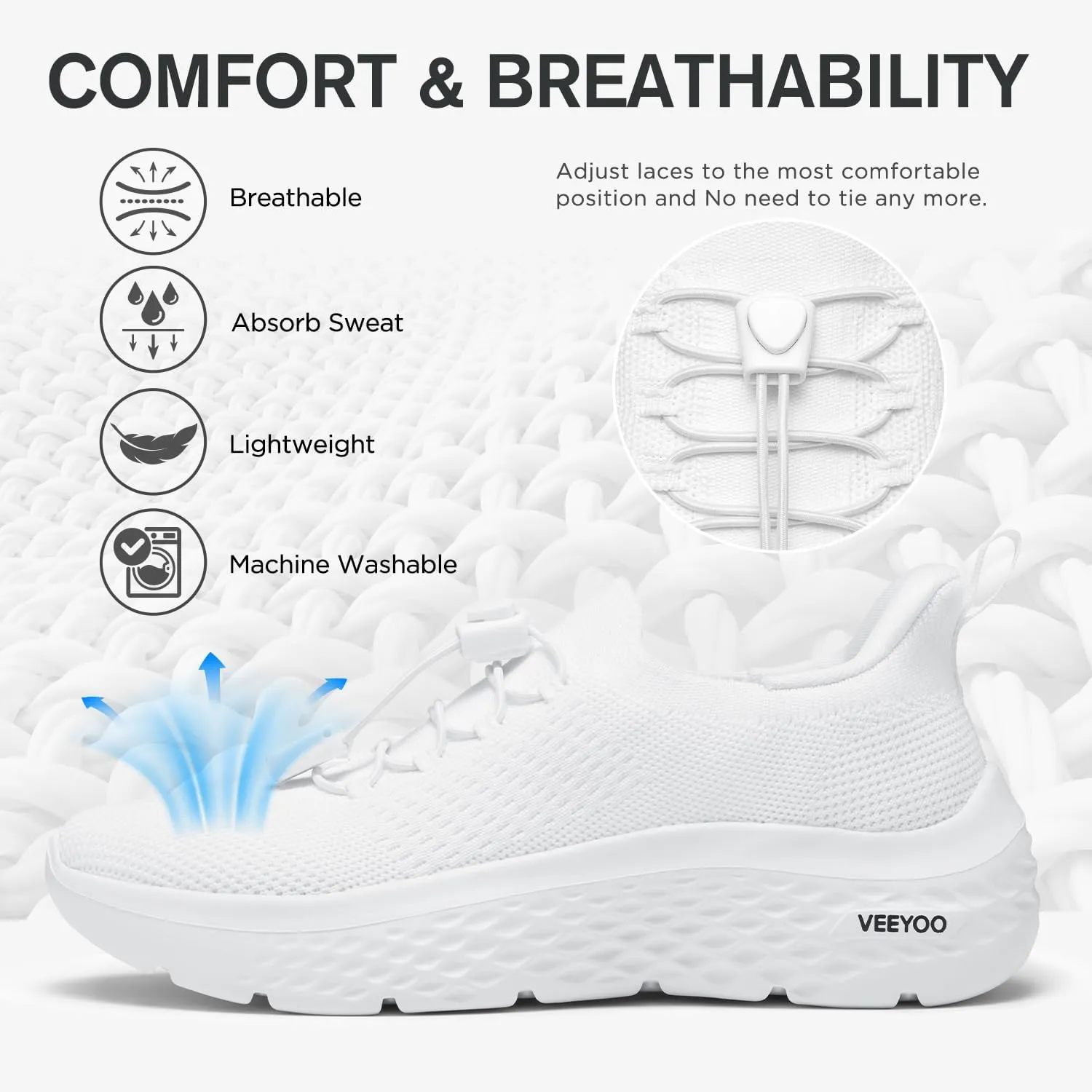 VEEYOO ZURIN Womens Slip On Walking Shoes with Arch Support,Lightweight Running Sneakers,Non Slip Breathable Tennis Shoes for Gym Travel Work Casual