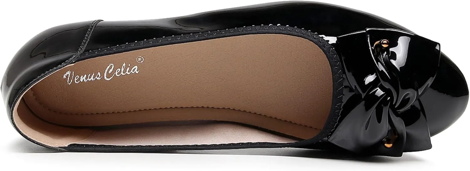 VenusCelia Women's Bows Dance Flats Shoes