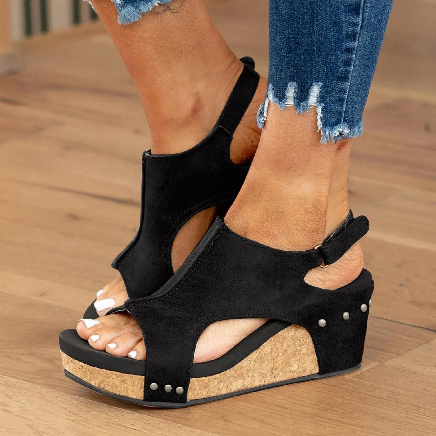 Wedge Sandals for Women 2025 Dressy Platform Open Toe Ankle Strap Espadrilles Wedge Heels Sandals Comfortable Wide Width Boho Summer Beach Sandals Ladies Wedges