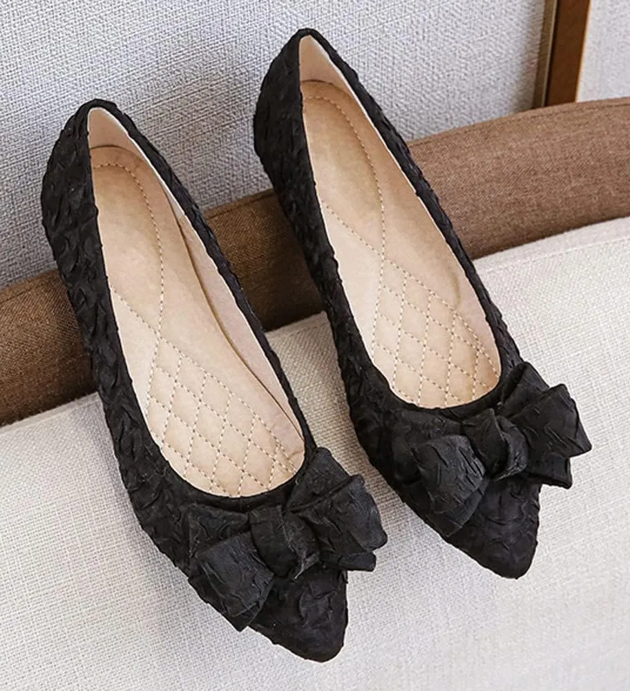WENJIAZHIZHI Womens Pleated Satin Ballet Flats Pointed Toe Slip-On Loafers Shoes for Women Flats Dressy Shoes Comfortable