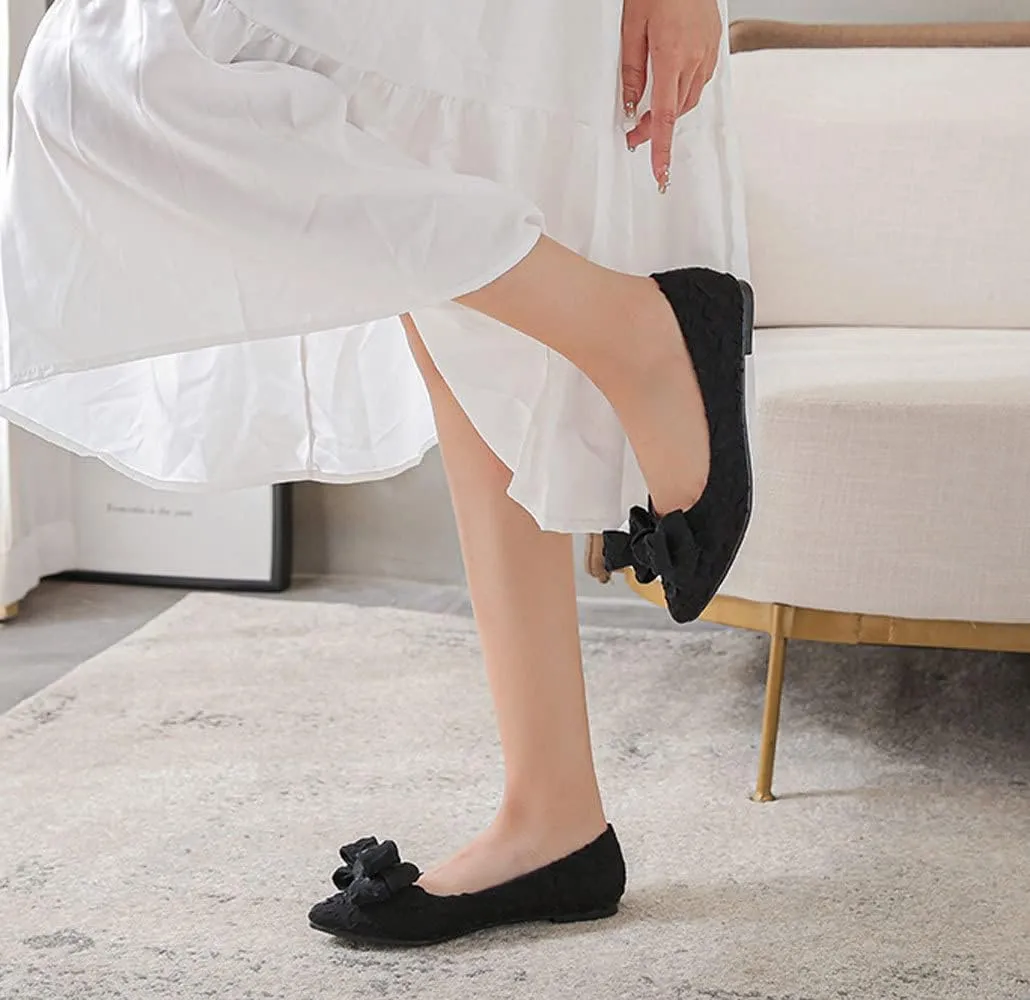 WENJIAZHIZHI Womens Pleated Satin Ballet Flats Pointed Toe Slip-On Loafers Shoes for Women Flats Dressy Shoes Comfortable
