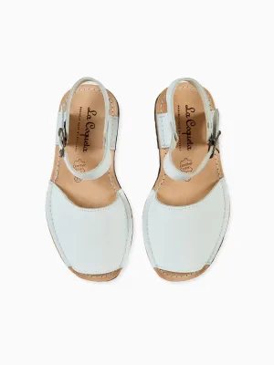 White Avarca Leather Kids Sandals