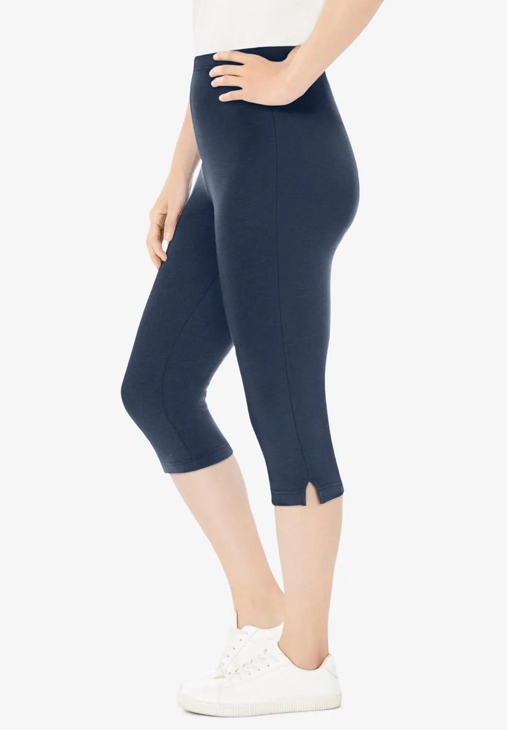 Woman Within Plus Size Stretch Cotton Capri Legging