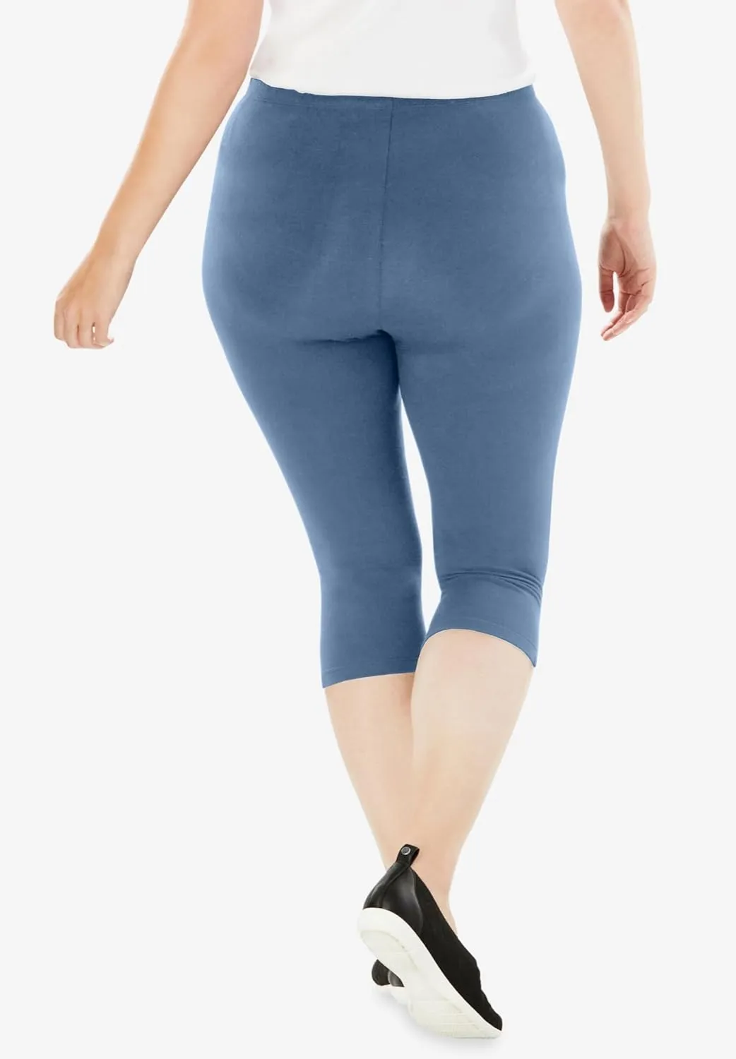 Woman Within Plus Size Stretch Cotton Capri Legging