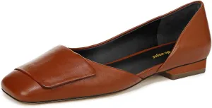 Women Fashion Pump Side Cut Ballet Flats Block Low Heeled Square Toe Slip On Shoes Working Shopping Party Size 4-16 US