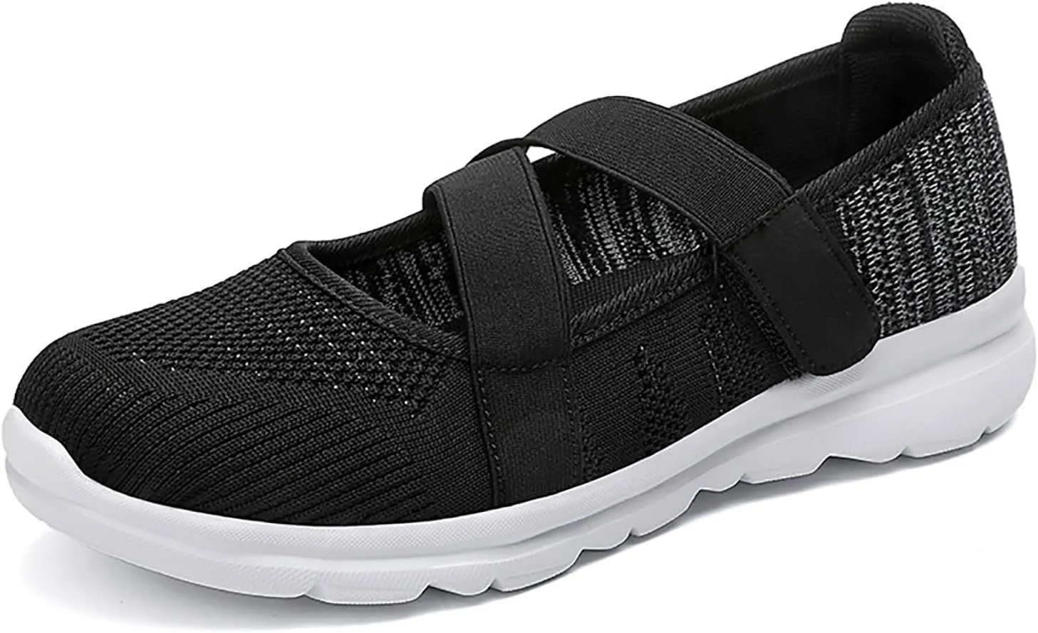 Women Mary Jane Shoes Slip On Walking Flats Comfortable Dressy Shoes Knit Casual Nurse Flats with Arch Support