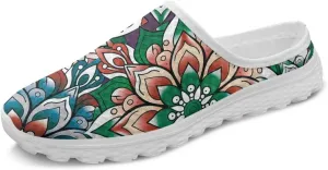 Women Slip On Shoes Art Mandala Mesh Soft Loafers Wide Comfort Leisure Arch Support Sneakers for Daily Wear