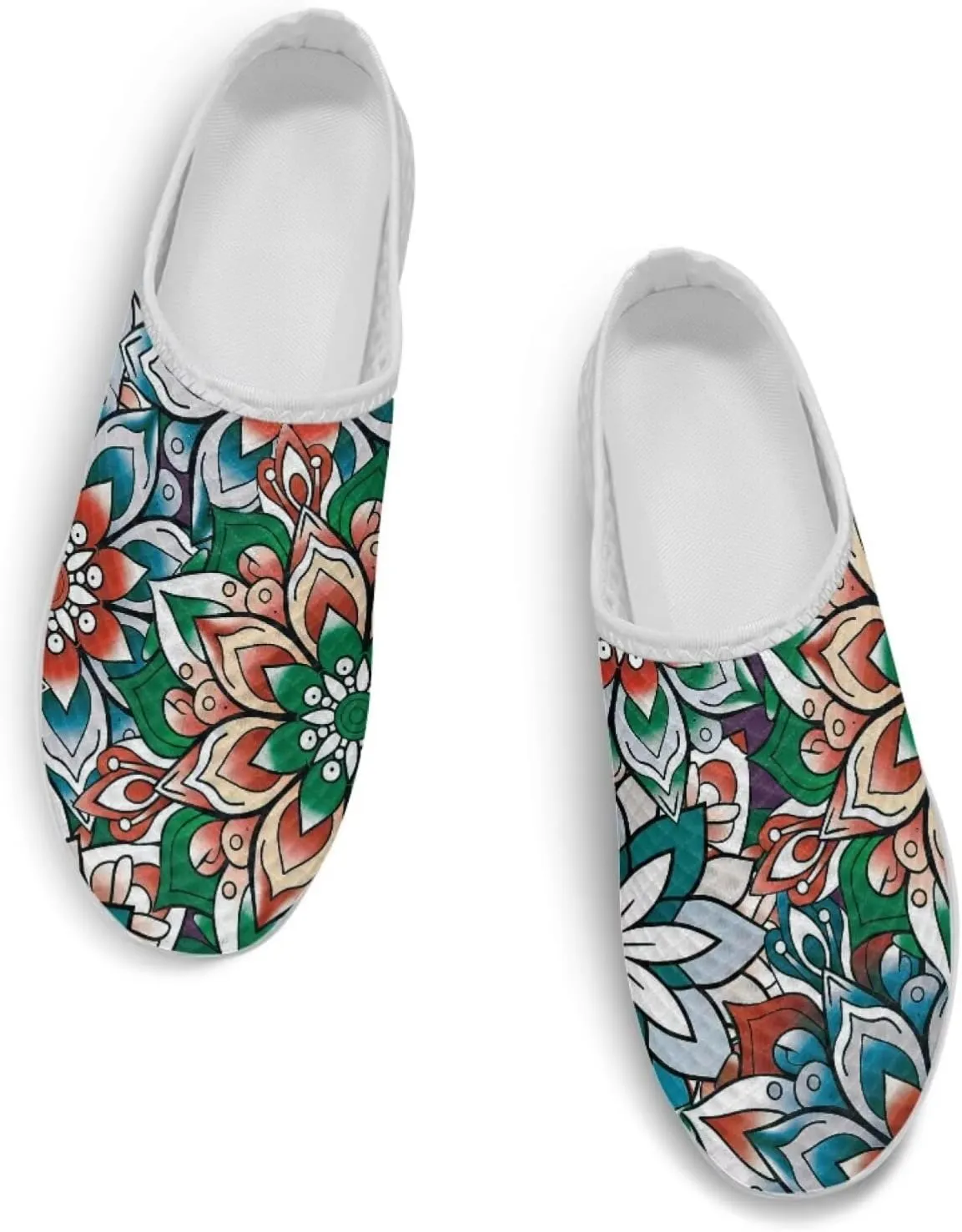 Women Slip On Shoes Art Mandala Mesh Soft Loafers Wide Comfort Leisure Arch Support Sneakers for Daily Wear