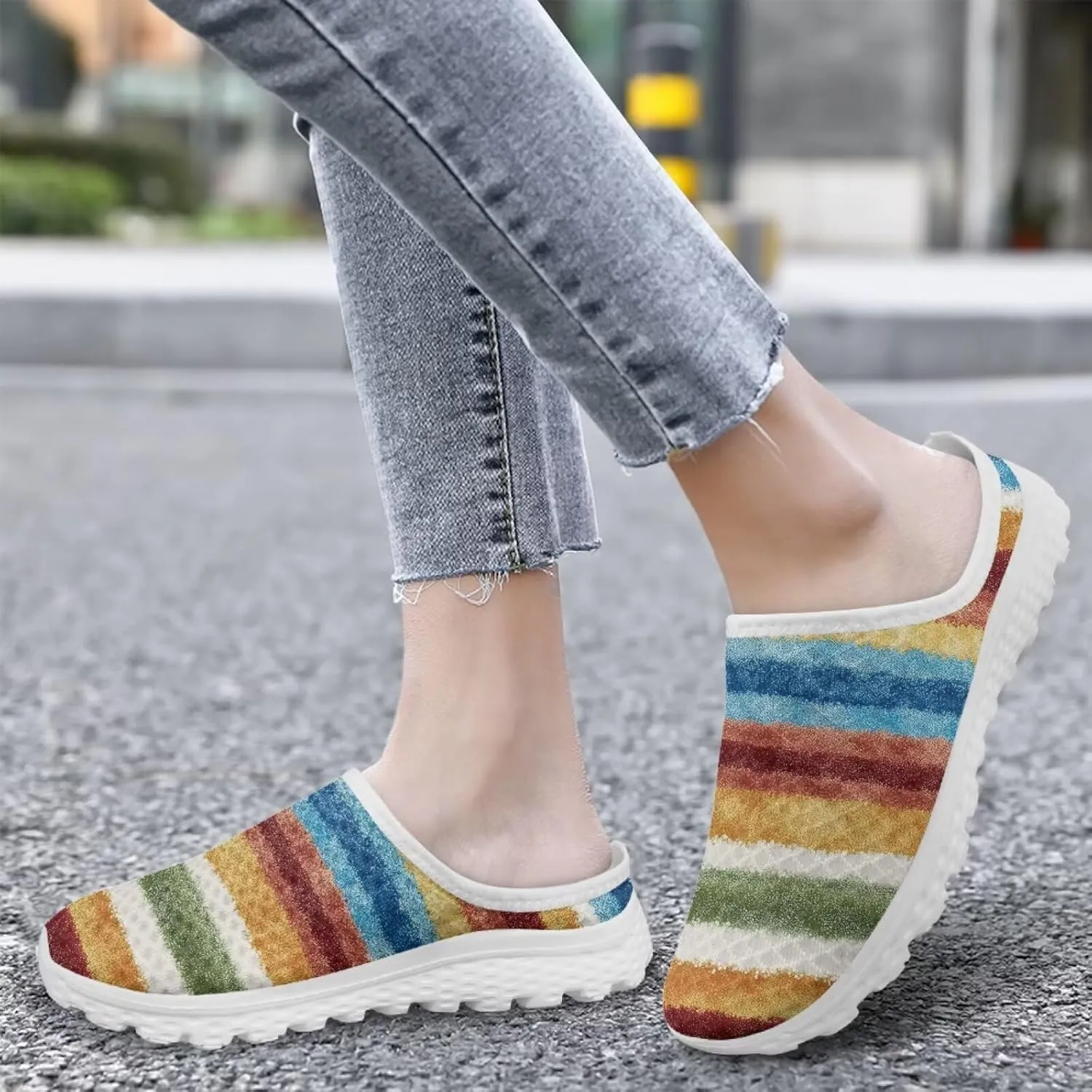Women Slip On Shoes Art Mandala Mesh Soft Loafers Wide Comfort Leisure Arch Support Sneakers for Daily Wear