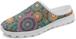 Women Slip On Shoes Art Mandala Mesh Soft Loafers Wide Comfort Leisure Arch Support Sneakers for Daily Wear