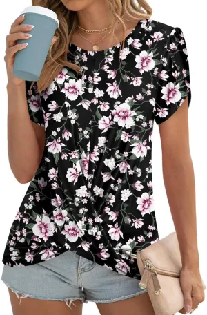 Womens 2025 Summer Tops Casual Twist Front Blouses Short Sleeve Tshirts Fitting Tunic S-3XL