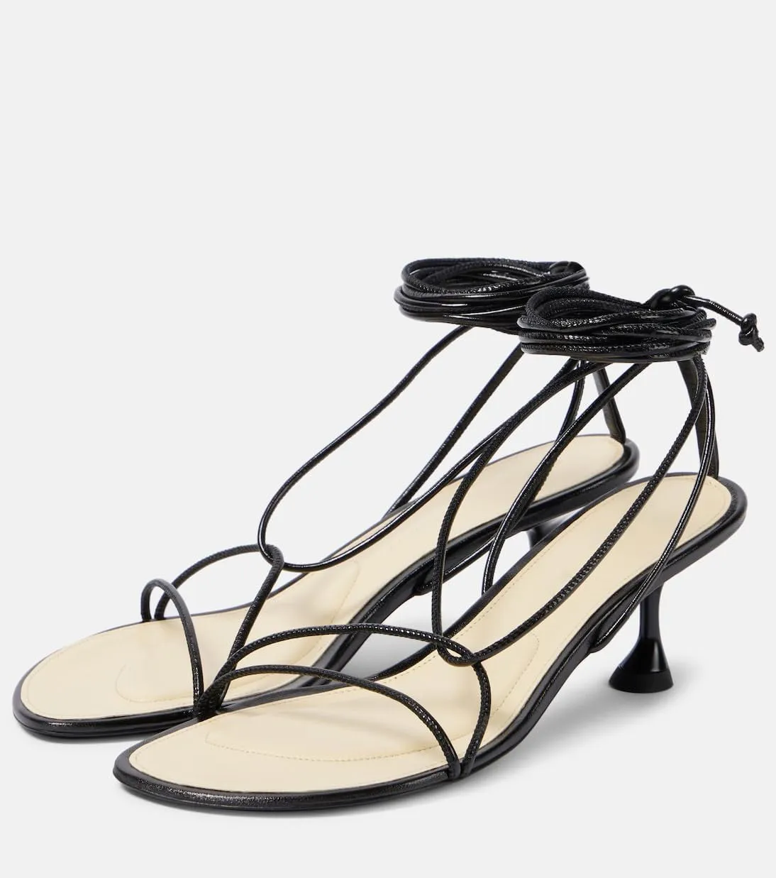 Women's Ankle Strap Kitten Heel Sandals Lace Up Strappy Black Leather High Heels Classic Cross Straps Dress Heels For Beach Wedding Party