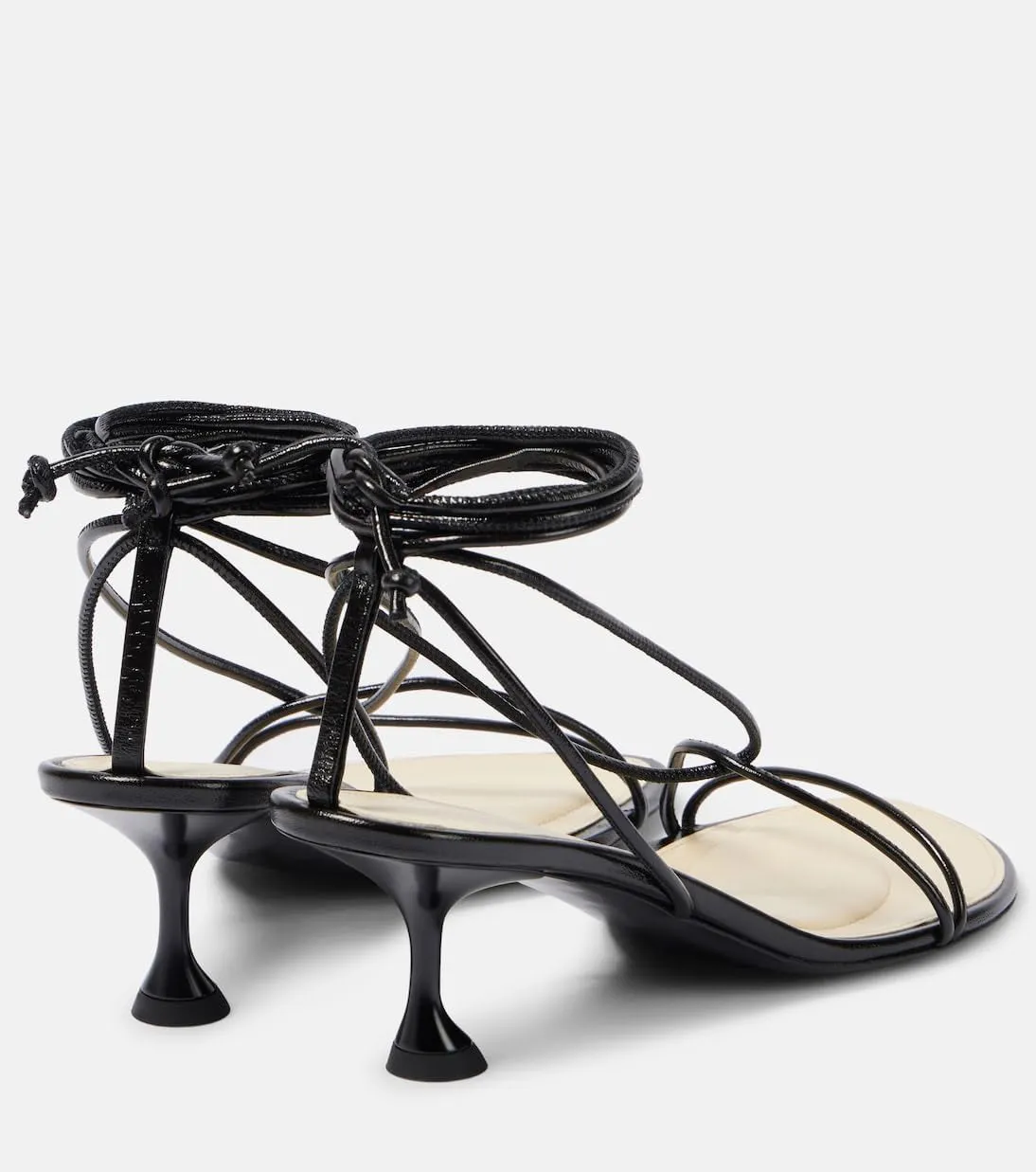 Women's Ankle Strap Kitten Heel Sandals Lace Up Strappy Black Leather High Heels Classic Cross Straps Dress Heels For Beach Wedding Party