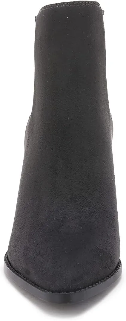 Womens Booties Pointed Toe Stacked Heel Fashion Chelsea Ankle Boots