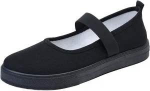 Women's Canvas Mary Jane Flats Shoes Round Toe Lightweight Orthotic Shoes with Arch Support Comfort Casual Nurse Work Flats