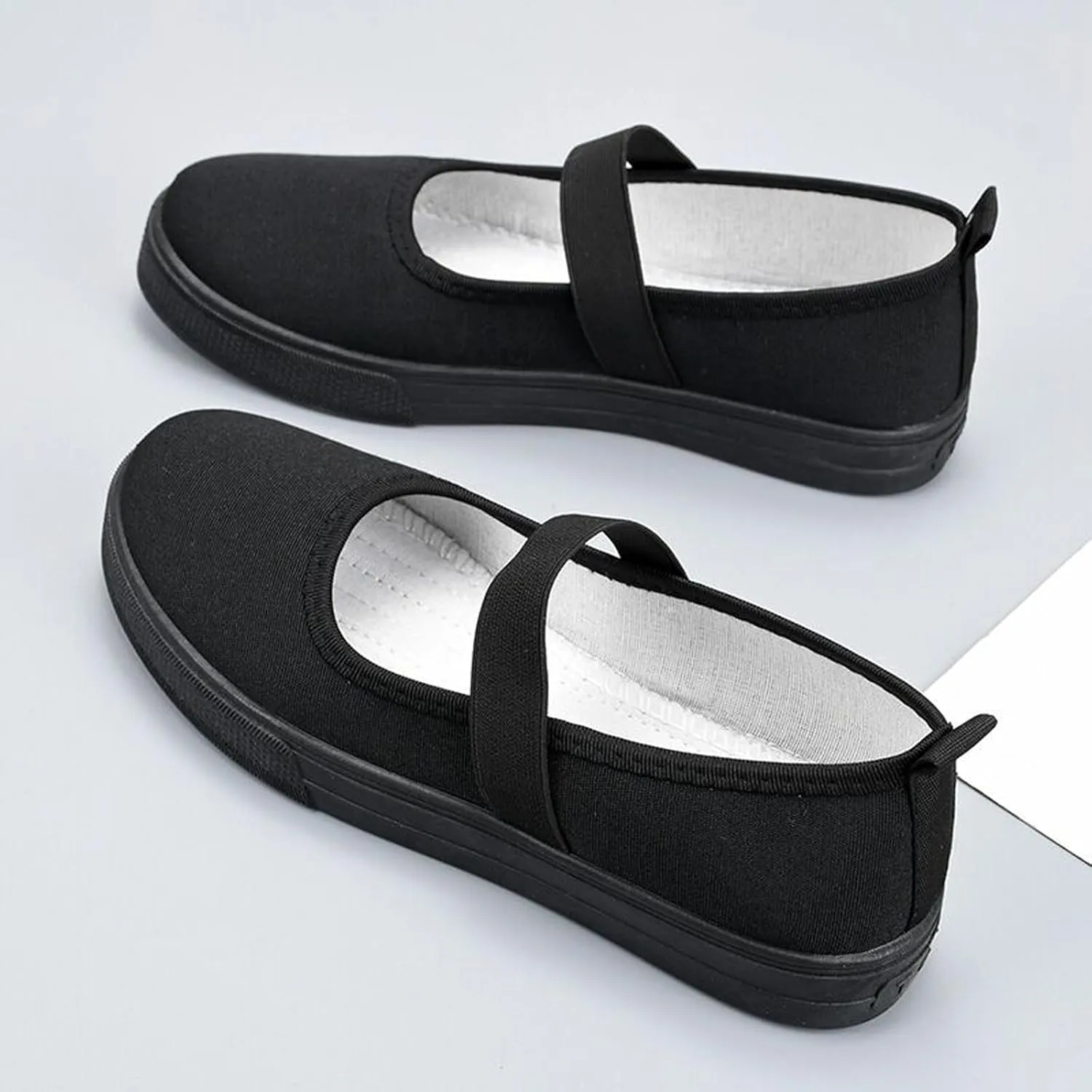 Women's Canvas Mary Jane Flats Shoes Round Toe Lightweight Orthotic Shoes with Arch Support Comfort Casual Nurse Work Flats