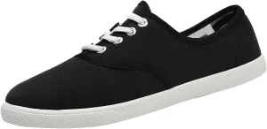 Womens Canvas Sneakers L𝐨w Top Lace-up Canvas Shoes Lightweight Casual Gym Sole Tennis Shoes Comfortable Non Slip Walking Sneakers