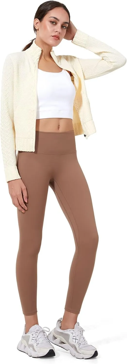 Women's Cardigan Jackets Cropped Lightweight Fall Open Front, Long Sleeve Knit Zip Up Sportswear Slim Fit Workout Tops