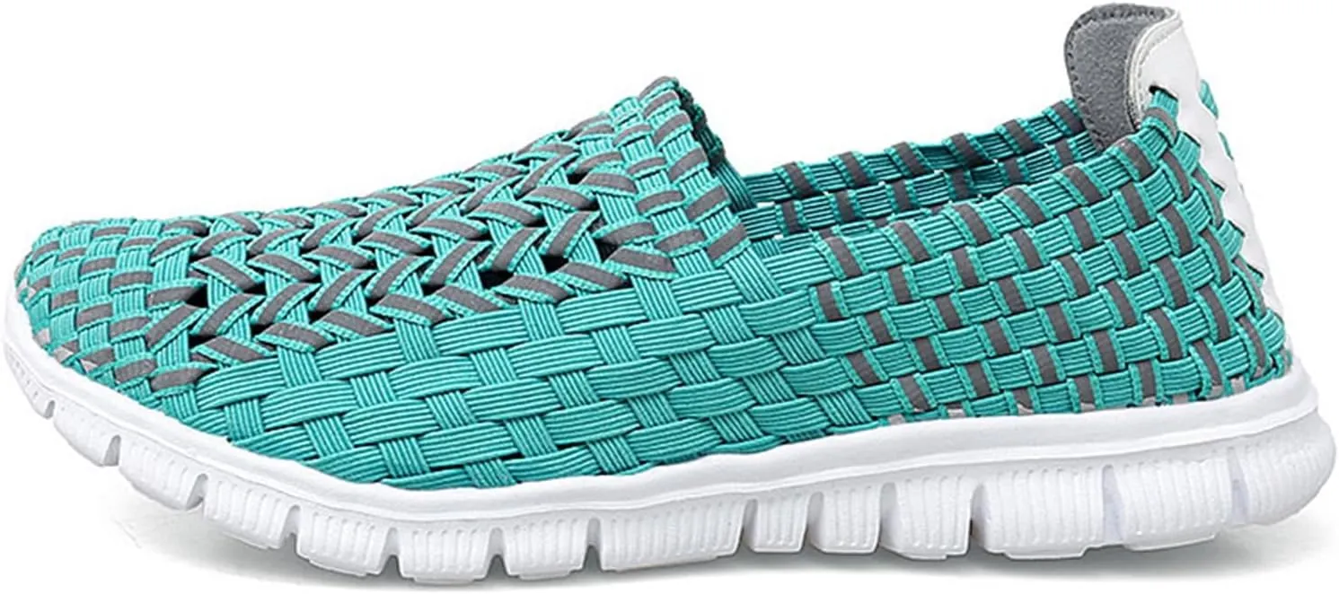 Women's Elastic Woven Walking Shoes Running Shoes Lightweight Breathable Gym Workout Shoes Flats Non Slip Sneakers