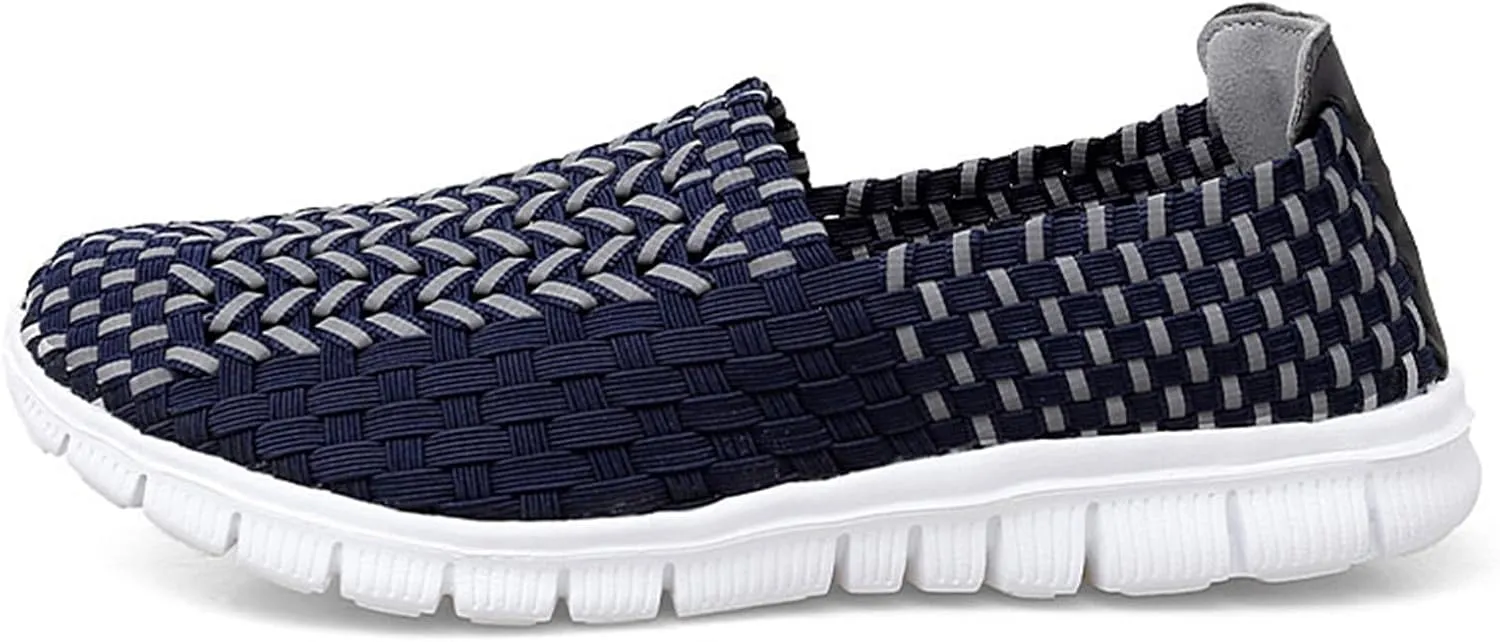 Women's Elastic Woven Walking Shoes Running Shoes Lightweight Breathable Gym Workout Shoes Flats Non Slip Sneakers
