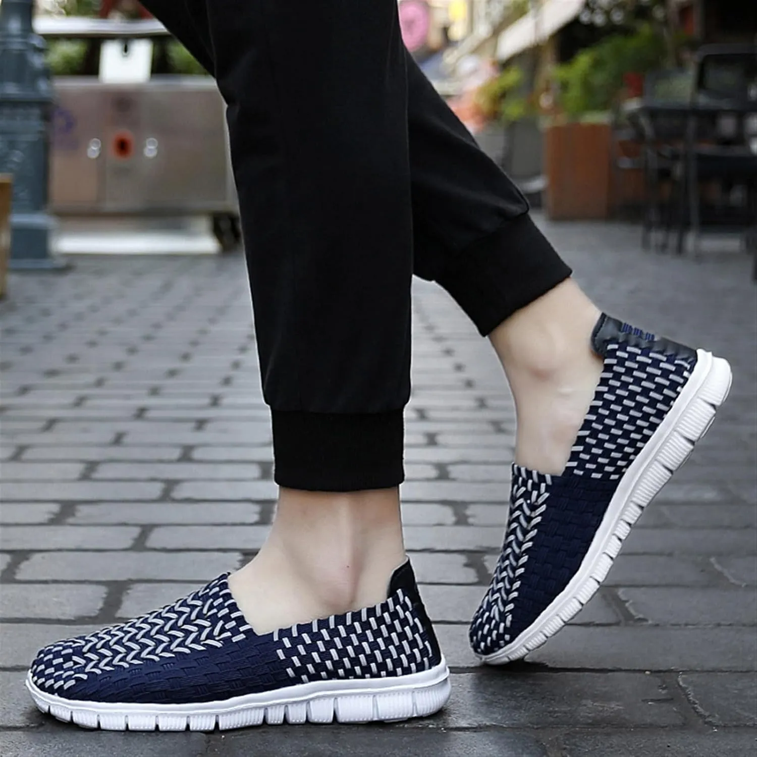 Women's Elastic Woven Walking Shoes Running Shoes Lightweight Breathable Gym Workout Shoes Flats Non Slip Sneakers