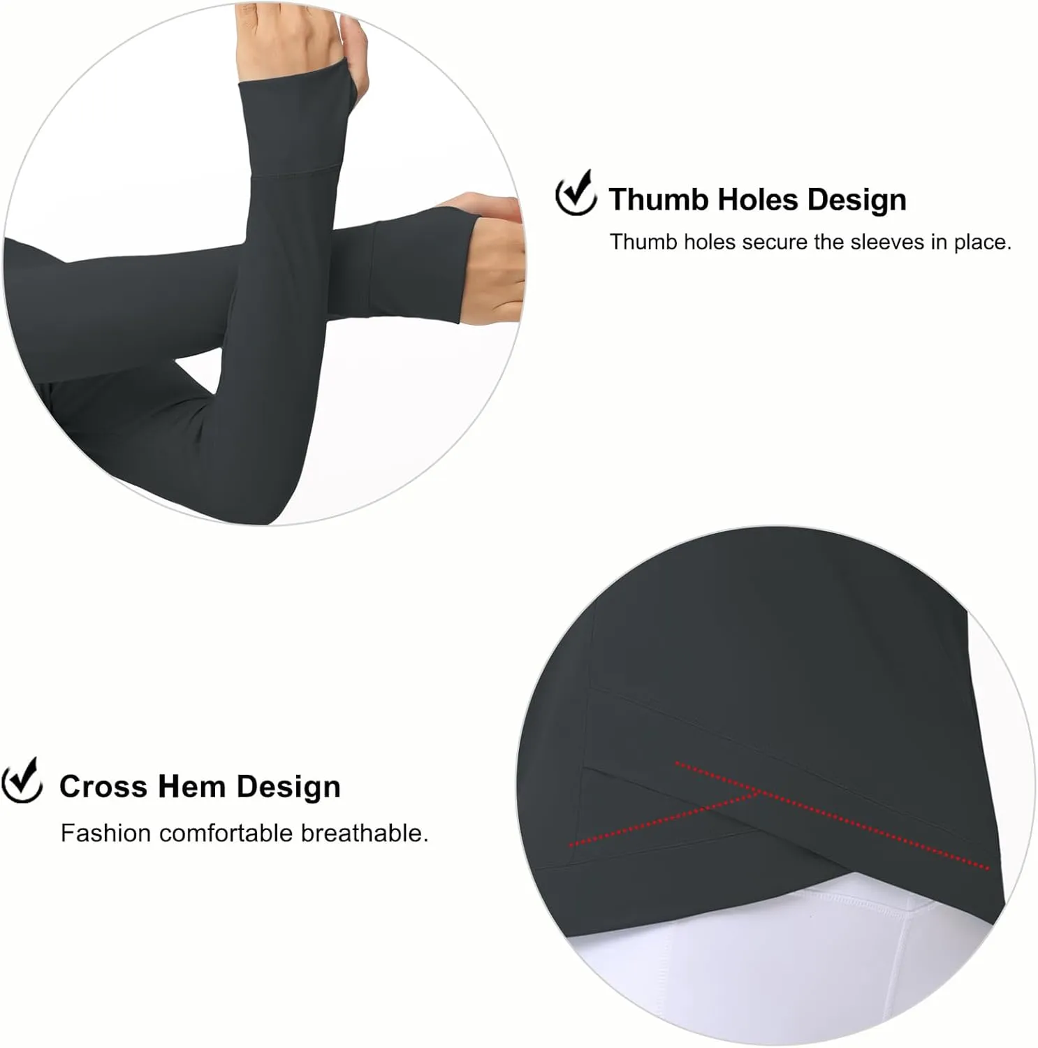 Women's Long Sleeve Compression Shirts Workout Tops Cross Hem Athletic Running Yoga T-Shirts with Thumb Hole