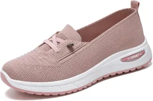 Women's Mesh Knitted Slip-On Casual Loafers,Lightweight Breathable Non-Slip Lace Up Soft Sole Orthopedic Sneakers,for Comfort Driving Walking Shoes