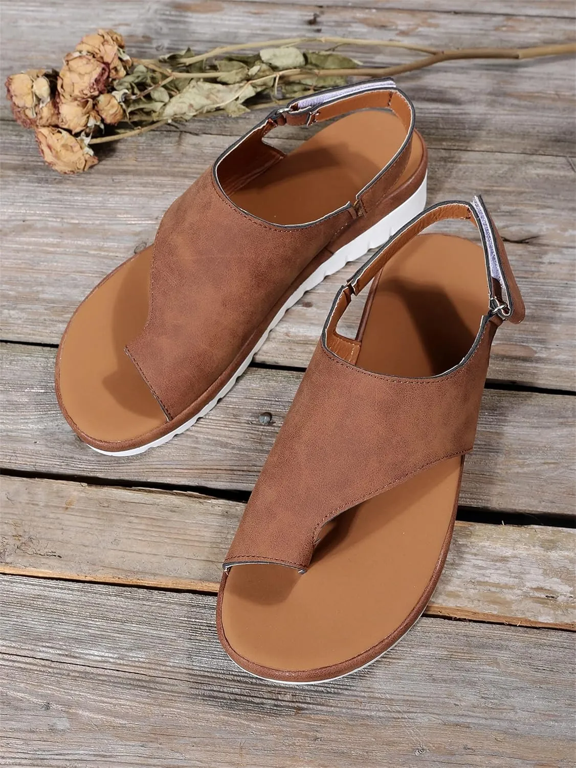 Women's Orthopedic Bunion Corrector Sandals Big Toe Correction PU Leather Shoes Comfy Casual Flat Sole Summer Outdoor Hiking Walking Beach Sandals,Black,EU41/US9
