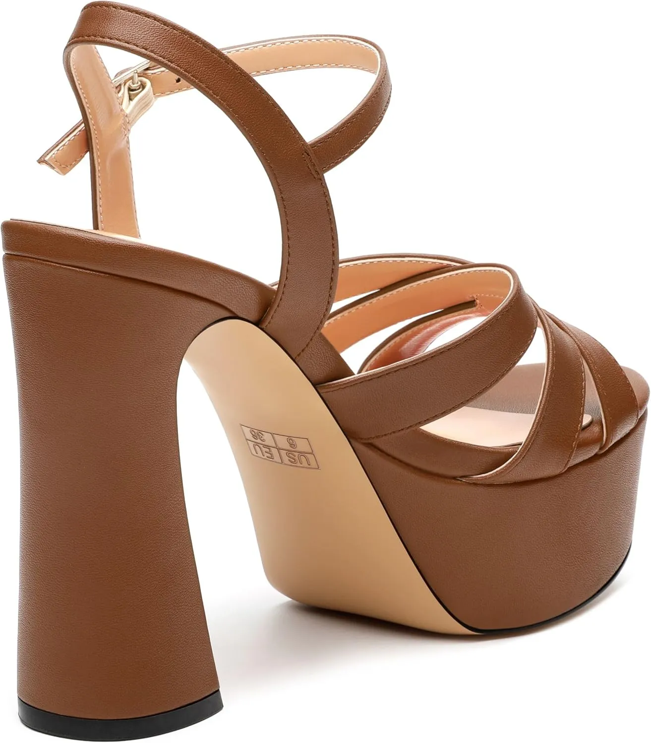 Women's Platform High Heels Sandals Round Open Toe Strappy Pumps Lace Up Dress Party Summer Shoes4.7''