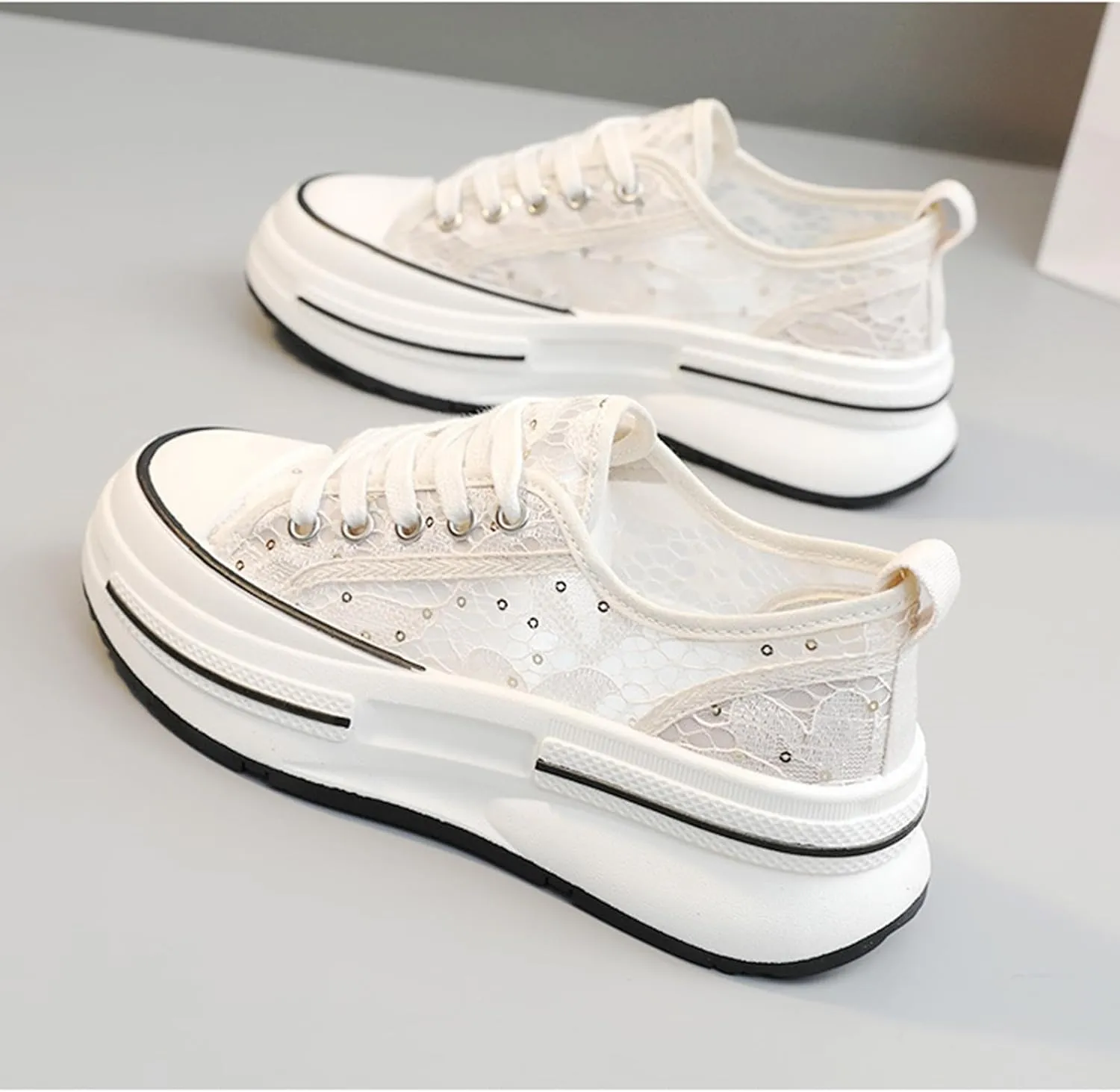 Womens Platform Sneakers Breathable Mesh Comfortable Walking Shoes Casual Summer Chunky Sneakers