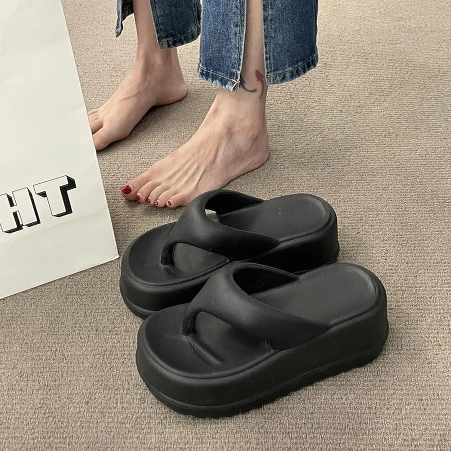 Women's Sandals, Thick Soled Herringbone Slippers For Women, Summer New Clip On Lazy People Outdoors Beach Slippers