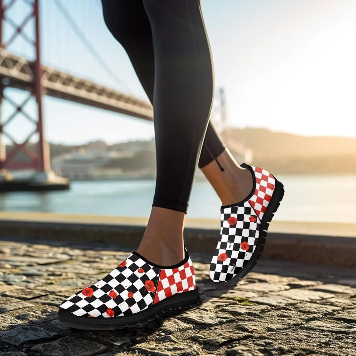 Women's Slip on Shoes Casual Mesh Business Loafers for Work Hands Free Walking Flats Sneakers