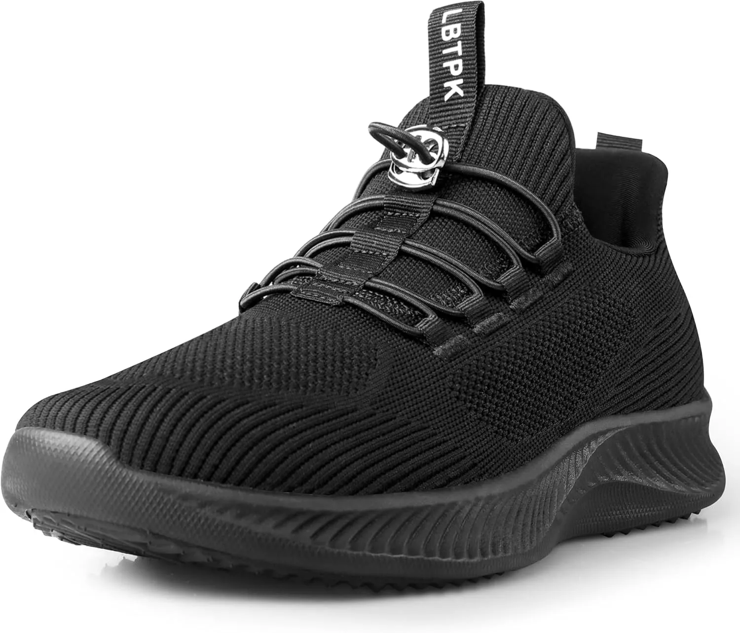 Women's Walking Tennis Shoes Womens Slip On Sneakers Breathable Knit Upper Lightweight Casual for Gym Travel Running Work,Black 6.5