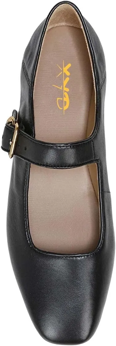 XYD Women Comfy Closed Square Toe Mary Jane Flats Low Heel Single Strap Buckled Outdoor Casual Dress Shoes