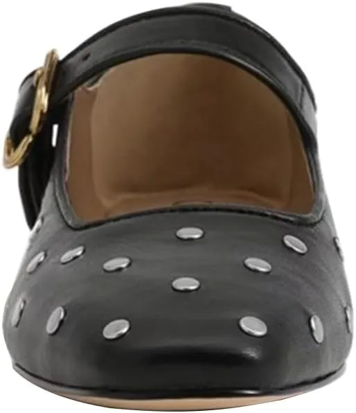 XYD Women Comfy Closed Square Toe Mary Jane Flats Low Heel Single Strap Buckled Outdoor Casual Dress Shoes