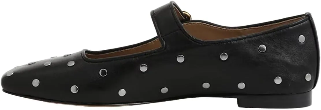 XYD Women Comfy Closed Square Toe Mary Jane Flats Low Heel Single Strap Buckled Outdoor Casual Dress Shoes