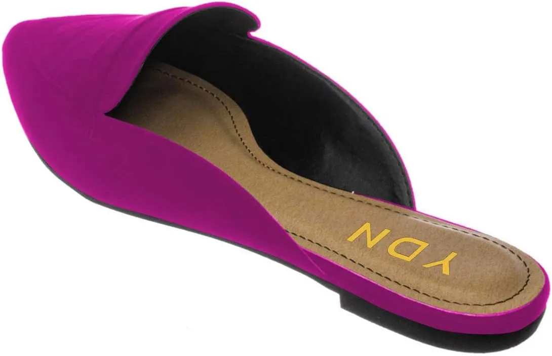YDN Women Causal Slide Mules Comfy Flats Loafers Poined Toe Slipper Slip On Backless Sandals Fashion Dressy Summer Shoes